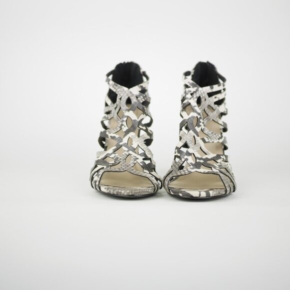 MADDEN GIRL Women's 7.5 Gray & beige snake print high heel sandals shoes DALISSA - Picture 5 of 11